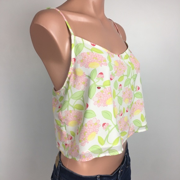 🛍 H&M | Floral Print Crop Tank | Size 8 - Picture 3 of 8